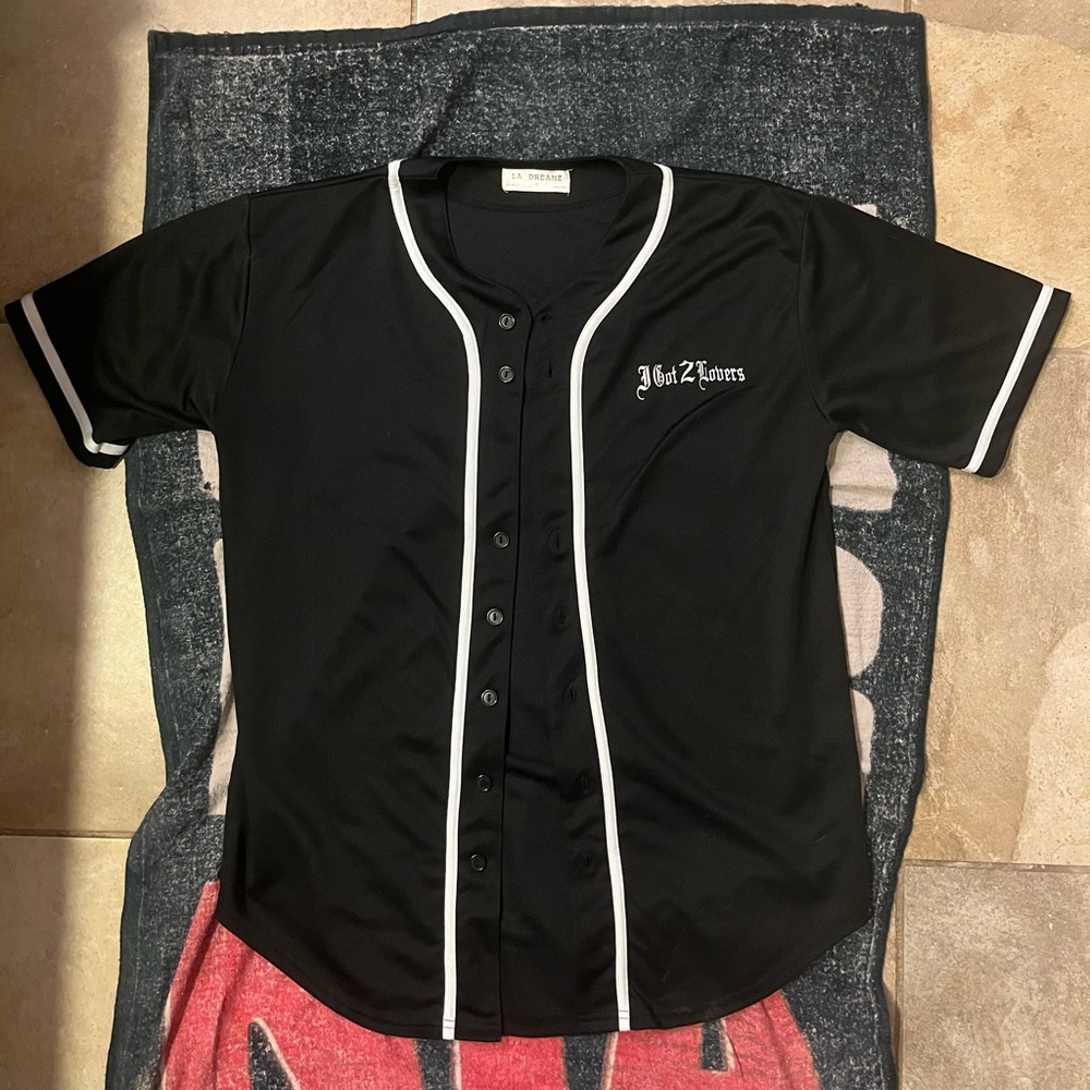 Custom Black “I got 2 lovers” Baseball Jersey with White lining